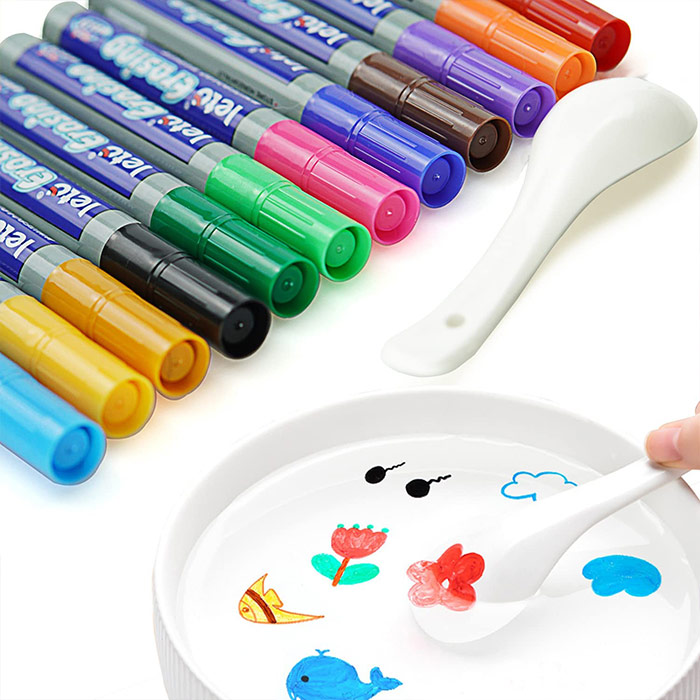Penne magiche per pittura ad acqua per bambini, penne a inchiostro  galleggianti magiche con cucchiaio, pennarello per lavagna cancellabile a  secco di alta qualità